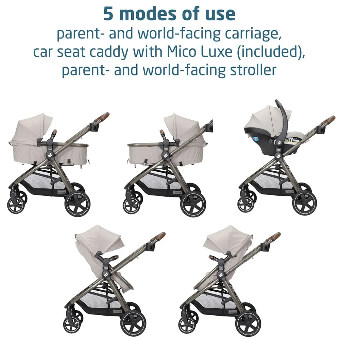 Maxi-Cosi Zelia 2 Luxe 5-in-1 Modular Travel System - New Hope Tan