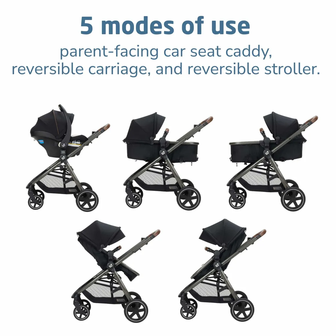 Maxi-Cosi Zelia 2 Luxe 5-in-1 Modular Travel System - Onyx Sand