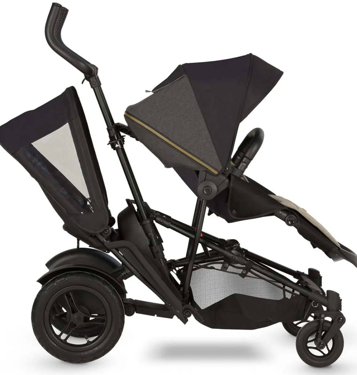 Micralite TwoFold Double Stroller + Bassinet - Carbon