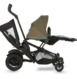 Micralite TwoFold Double Stroller + Bassinet - Evergreen