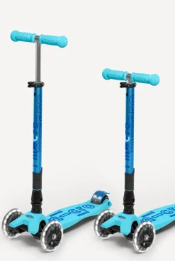 Micro Kickboard Maxi Deluxe Foldable LED Scooter - Bright Blue