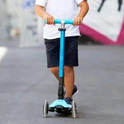 Micro Kickboard Maxi Deluxe Foldable LED Scooter - Bright Blue