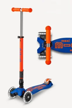 Micro Kickboard Maxi Deluxe Foldable LED Scooter - Neon Blaze Orange