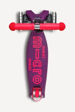 Micro Kickboard Maxi Deluxe Foldable LED Scooter - Neon Ultra Pink