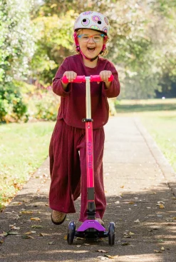 Micro Kickboard Maxi Deluxe Foldable LED Scooter - Neon Ultra Pink