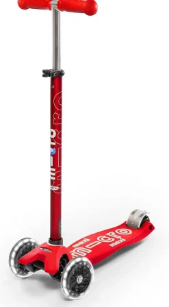Micro Kickboard Maxi Deluxe LED Scooter (5-12 years) - Red