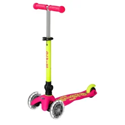 Micro Kickboard Micro Mini Foldable LED Scooter (2-5 Years) - Neon Flamingo Pink / Yellow