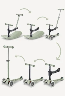 Micro Kickboard Mini Deluxe Rock & Go LED Scooter - Olive Sage