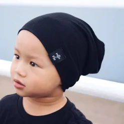 millie+roo Rib Beanie - Black, Medium (18M-4Y)
