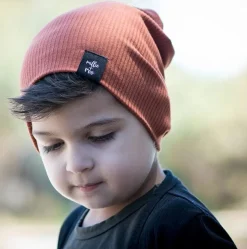 millie+roo Rib Beanie - Rust, Medium (18M-4Y)