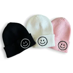 millie+roo Smile Rib Knit Beanie - Black (0-1Y)