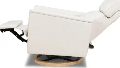 Monogram by Namesake Willa Plus Electric Glider Recliner w/ Electric Headrest - Performance Cream Eco-Weave w/Light Wood Base