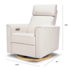 Monogram by Namesake Willa Plus Electric Glider Recliner w/ Electric Headrest - Performance Cream Eco-Weave w/Light Wood Base