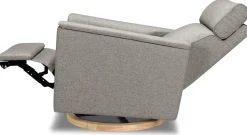 Monogram by Namesake Willa Plus Electric Glider Recliner w/ Electric Headrest - Performance Grey Eco-Weave w/Light Wood Base