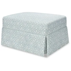 Morris & Co. x Namesake Crawford Gliding Ottoman - Bellflowers in Powdered Blue