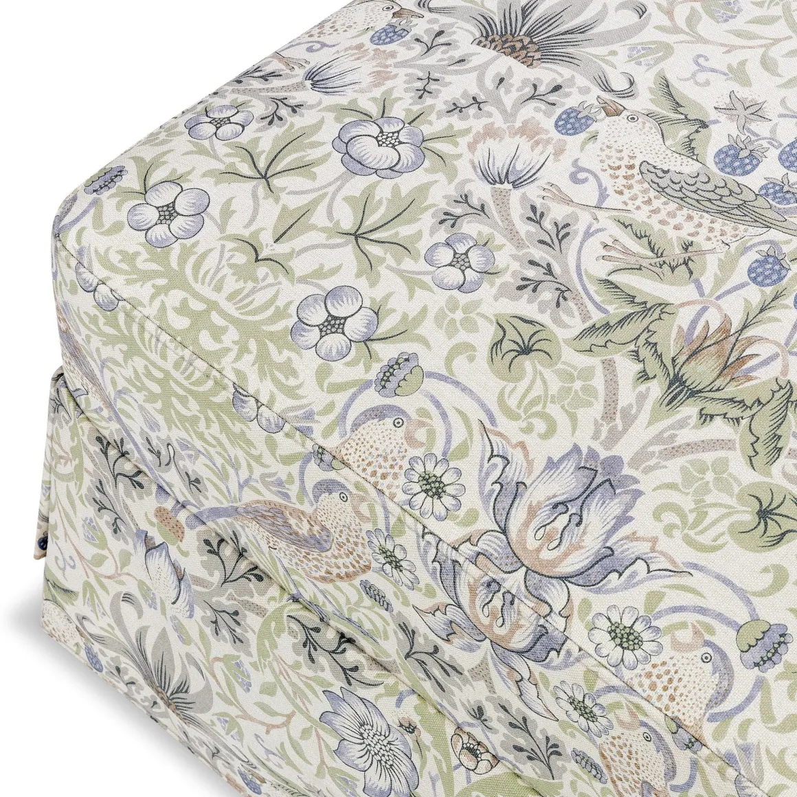 Morris & Co. x Namesake Crawford Gliding Ottoman - Strawberry Thief in Fig & Thyme