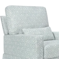 Morris & Co. x Namesake Crawford Pillowback Comfort Swivel Glider - Bellflowers in Powdered Blue