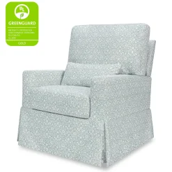 Morris & Co. x Namesake Crawford Pillowback Comfort Swivel Glider - Bellflowers in Powdered Blue