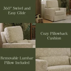 Morris & Co. x Namesake Crawford Pillowback Comfort Swivel Glider - Mallow in Ash