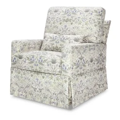 Morris & Co. x Namesake Crawford Pillowback Comfort Swivel Glider - Strawberry Thief in Fig & Thyme