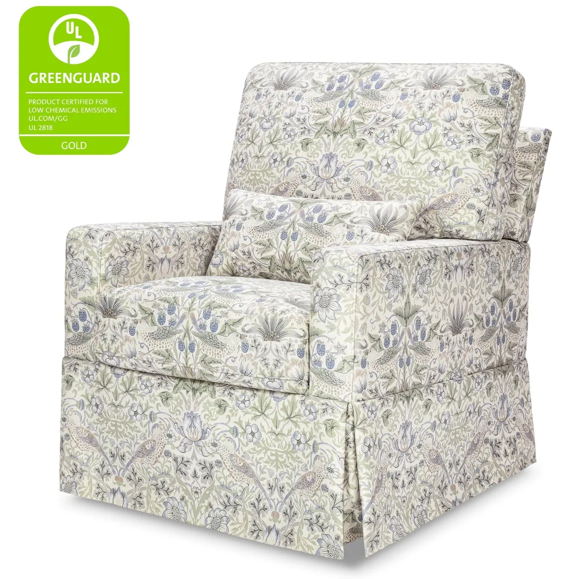 Morris & Co. x Namesake Crawford Pillowback Comfort Swivel Glider - Strawberry Thief in Fig & Thyme