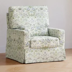 Morris & Co. x Namesake Crawford Pillowback Comfort Swivel Glider - Strawberry Thief in Fig & Thyme