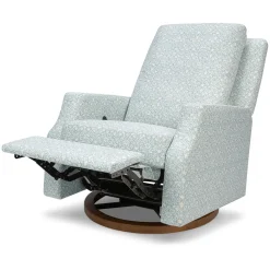 Morris & Co. x Namesake Crewe Swivel Glider Recliner - Bellflowers in Powdered Blue