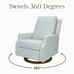 Morris & Co. x Namesake Crewe Swivel Glider Recliner - Bellflowers in Powdered Blue