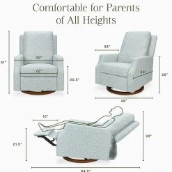 Morris & Co. x Namesake Crewe Swivel Glider Recliner - Bellflowers in Powdered Blue