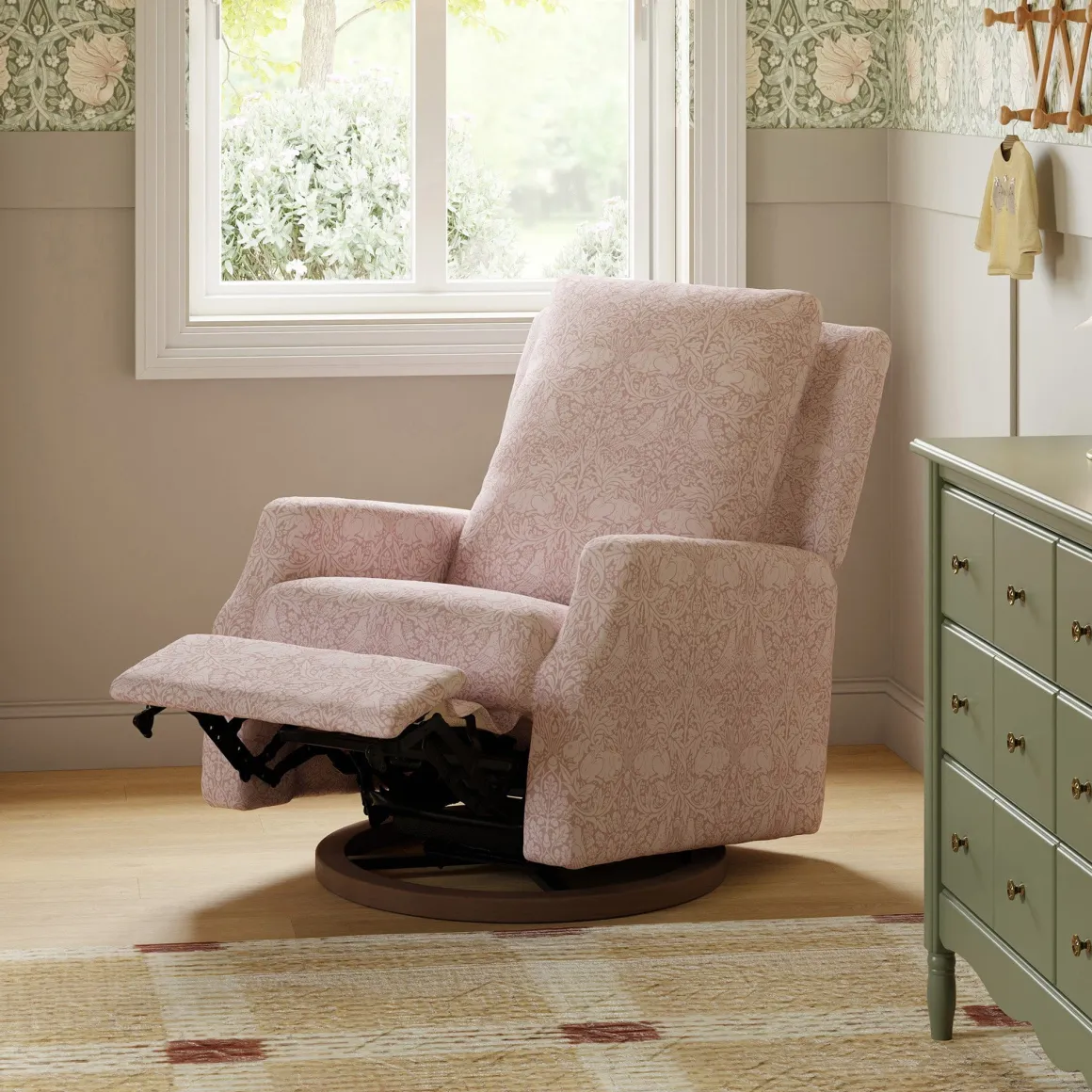 Morris & Co. x Namesake Crewe Swivel Glider Recliner - Pure Brer Rabbit in Rose