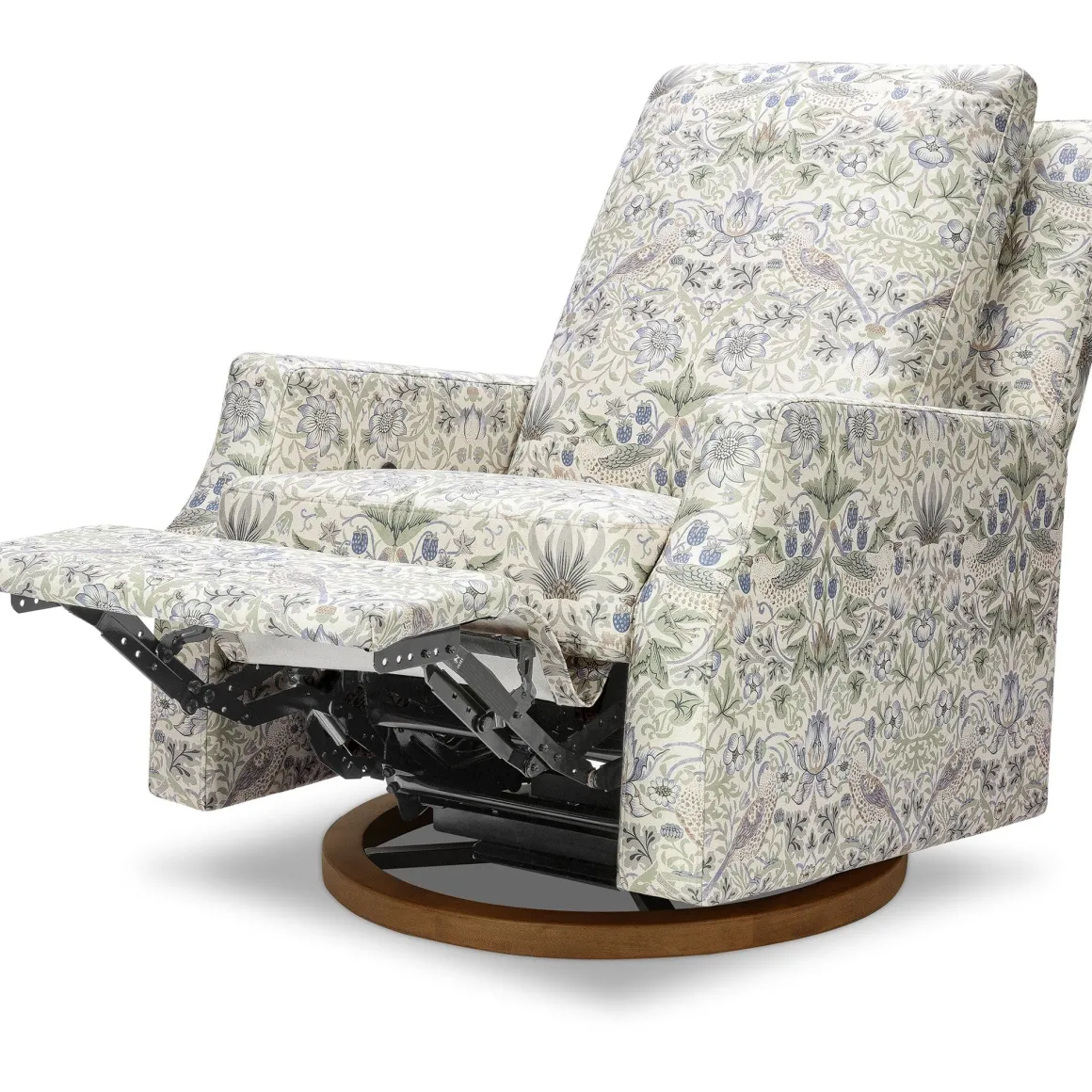 Morris & Co. x Namesake Crewe Swivel Glider Recliner - Strawberry Thief in Fig & Thyme