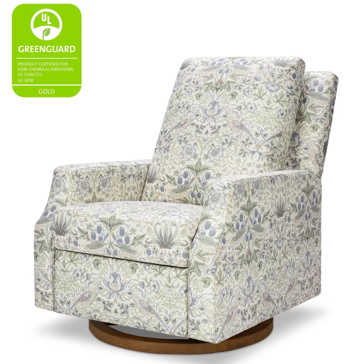 Morris & Co. x Namesake Crewe Swivel Glider Recliner - Strawberry Thief in Fig & Thyme