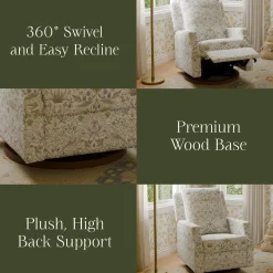 Morris & Co. x Namesake Crewe Swivel Glider Recliner - Strawberry Thief in Fig & Thyme