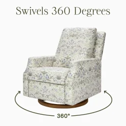 Morris & Co. x Namesake Crewe Swivel Glider Recliner - Strawberry Thief in Fig & Thyme