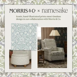Morris & Co. x Namesake Tuffet Storage Ottoman - Bellflowers in Powdered Blue