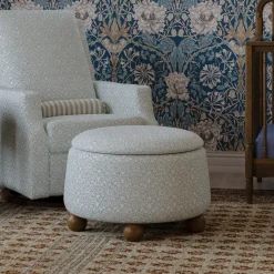 Morris & Co. x Namesake Tuffet Storage Ottoman - Bellflowers in Powdered Blue