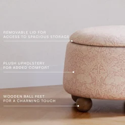 Morris & Co. x Namesake Tuffet Storage Ottoman - Pure Brer Rabbit in Rose