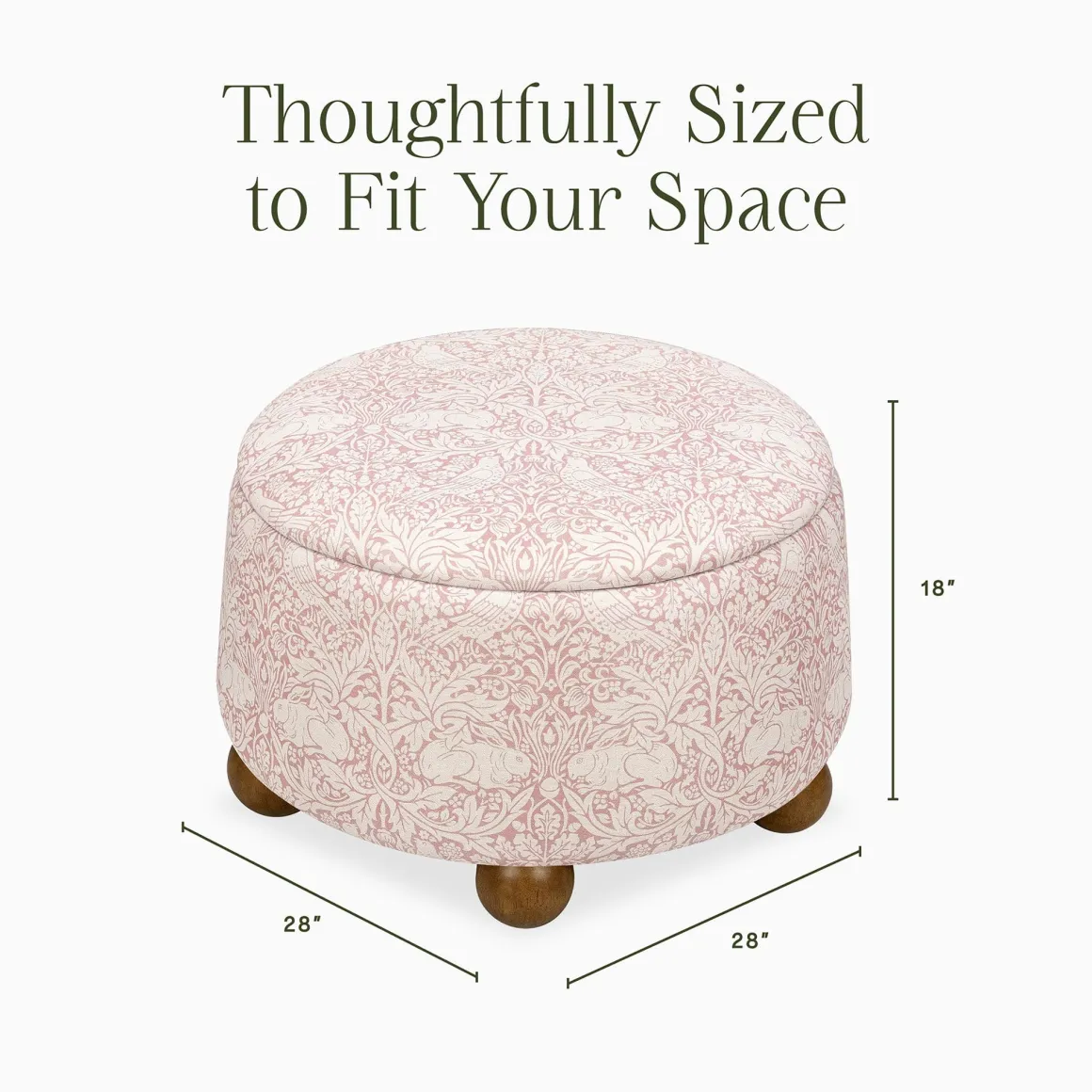 Morris & Co. x Namesake Tuffet Storage Ottoman - Pure Brer Rabbit in Rose