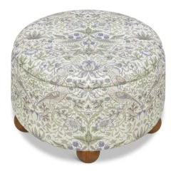 Morris & Co. x Namesake Tuffet Storage Ottoman - Strawberry Thief in Fig & Thyme