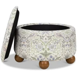 Morris & Co. x Namesake Tuffet Storage Ottoman - Strawberry Thief in Fig & Thyme