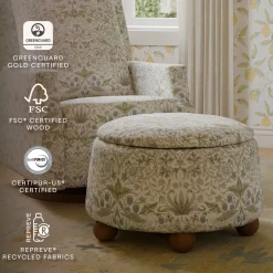 Morris & Co. x Namesake Tuffet Storage Ottoman - Strawberry Thief in Fig & Thyme