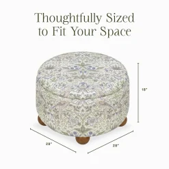 Morris & Co. x Namesake Tuffet Storage Ottoman - Strawberry Thief in Fig & Thyme