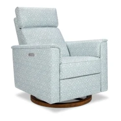 Morris & Co. x Namesake Willa Plus Power Glider Recliner w/ Power Headrest - Bellflowers in Powdered Blue