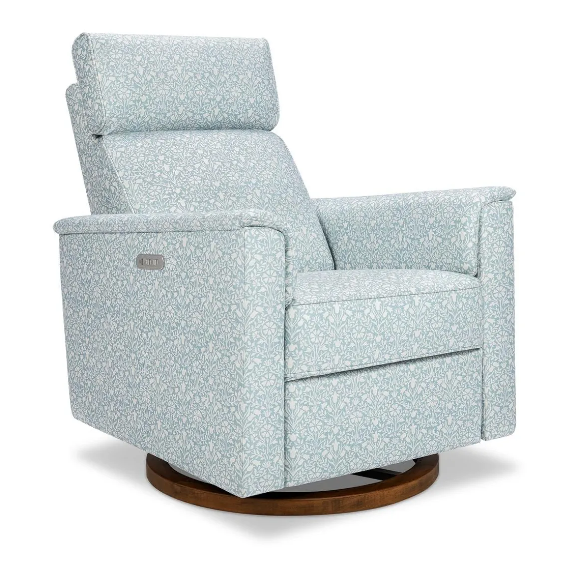 Morris & Co. x Namesake Willa Plus Power Glider Recliner w/ Power Headrest - Bellflowers in Powdered Blue