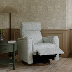 Morris & Co. x Namesake Willa Plus Power Glider Recliner w/ Power Headrest - Bellflowers in Powdered Blue