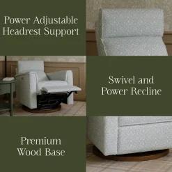 Morris & Co. x Namesake Willa Plus Power Glider Recliner w/ Power Headrest - Bellflowers in Powdered Blue