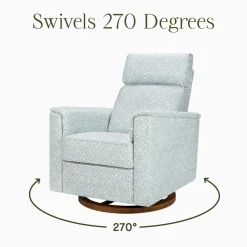 Morris & Co. x Namesake Willa Plus Power Glider Recliner w/ Power Headrest - Bellflowers in Powdered Blue