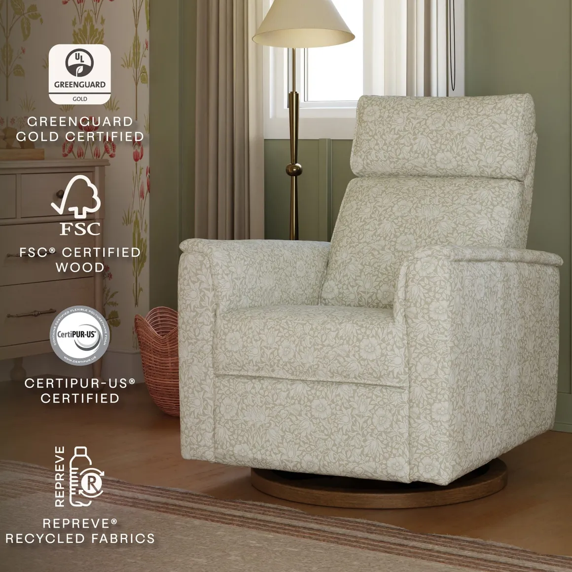 Morris & Co. x Namesake Willa Plus Power Glider Recliner w/ Power Headrest - Mallow in Ash