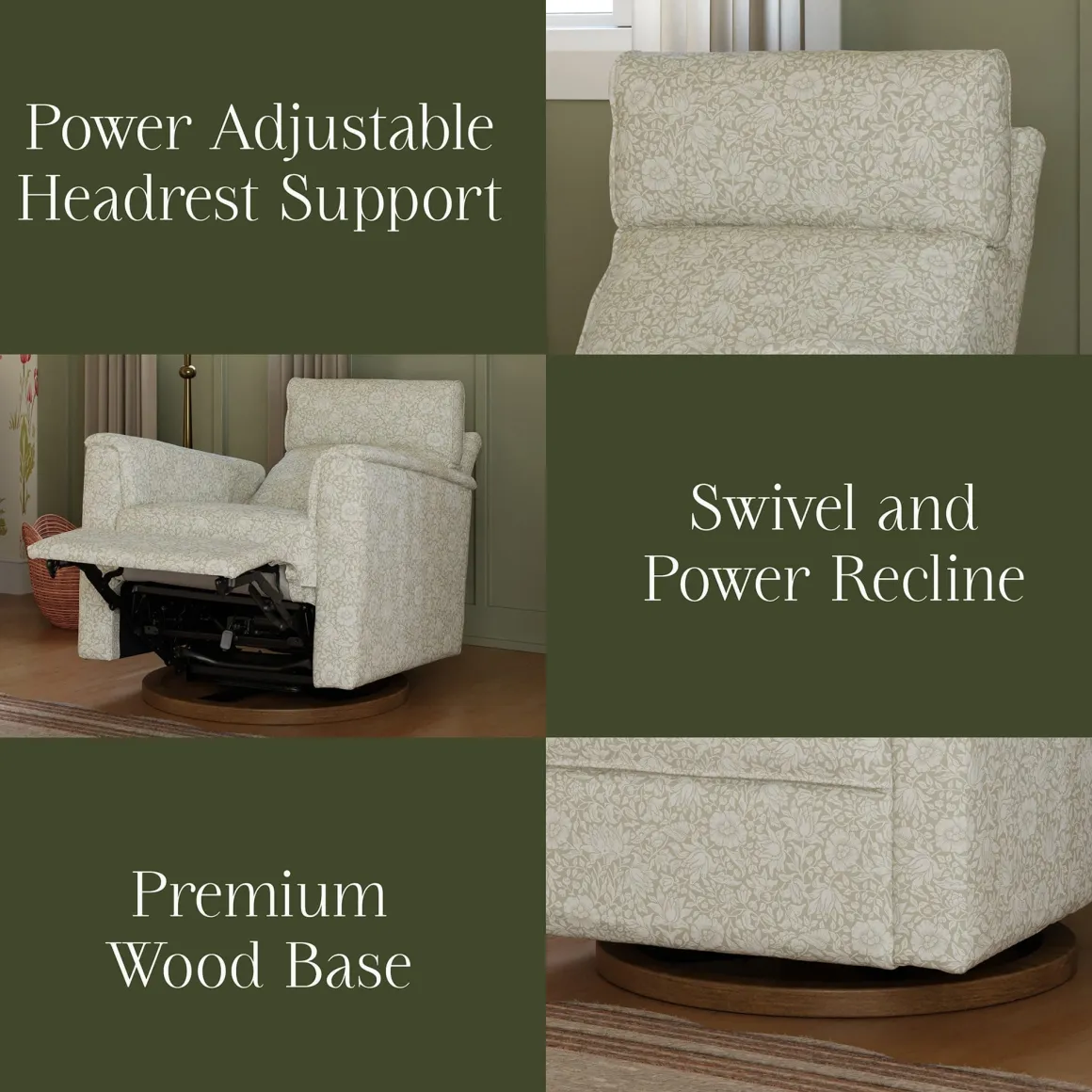Morris & Co. x Namesake Willa Plus Power Glider Recliner w/ Power Headrest - Mallow in Ash