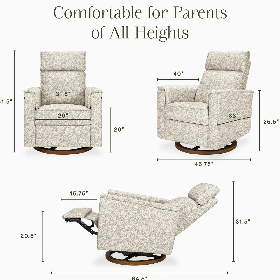 Morris & Co. x Namesake Willa Plus Power Glider Recliner w/ Power Headrest - Mallow in Ash